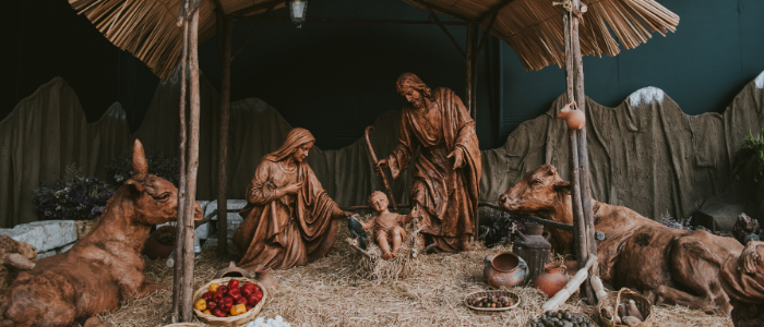 Advent hymns manger scene photo